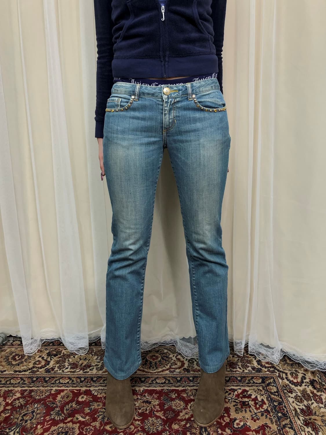 M GUESS 게스진스 큐빅 스터드 데님 팬츠 상품이미지2