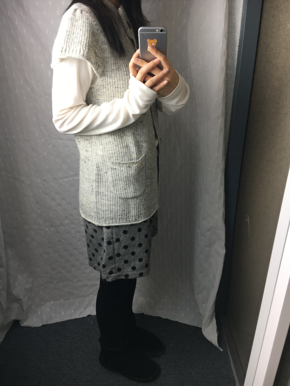 그레이 보카시 반소매 니트 상품이미지4