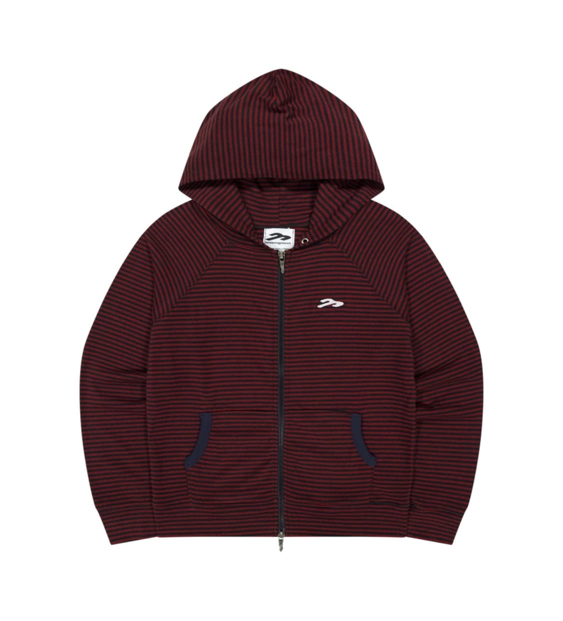 주영X탄산 스몰로고 후드집업 (스트라이프 레드) 상품이미지1