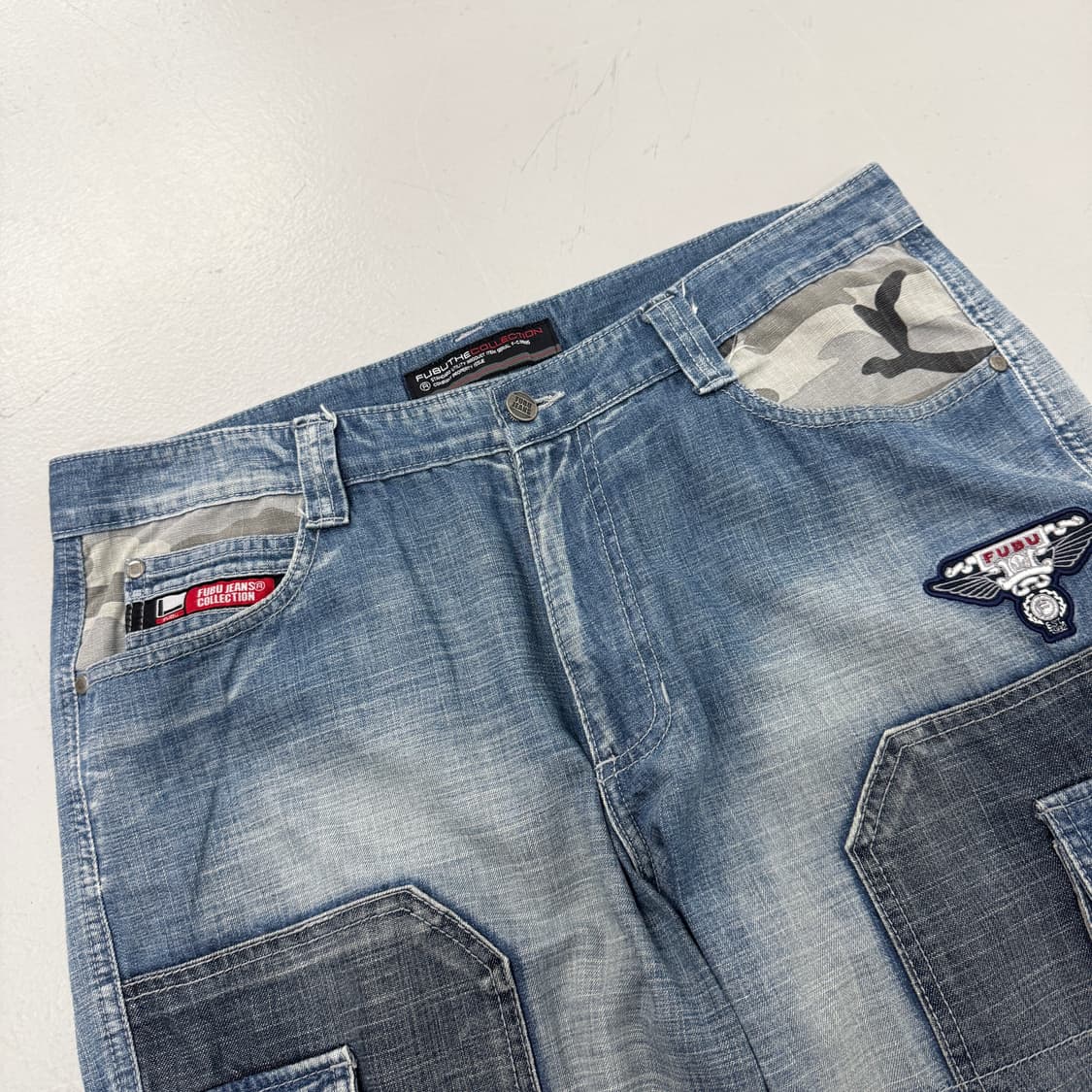 FUBU 후부 Y2K 힙합 워싱 와이드 데님 카고팬츠 상품이미지4