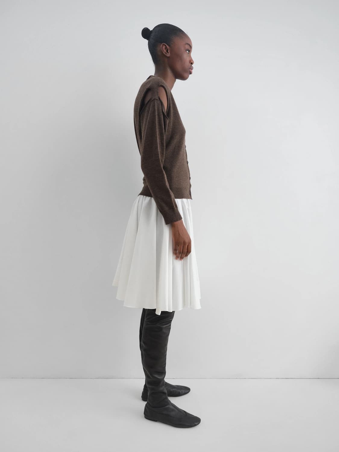 (S,M) 기마구아스 COUCOU 컷아웃 슬리브가디건 브라운 상품이미지3