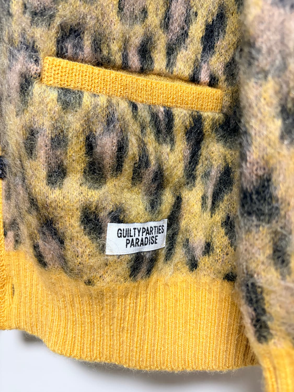 와코마리아 레오파드 모헤어가디건 옐로우 M 상품이미지2