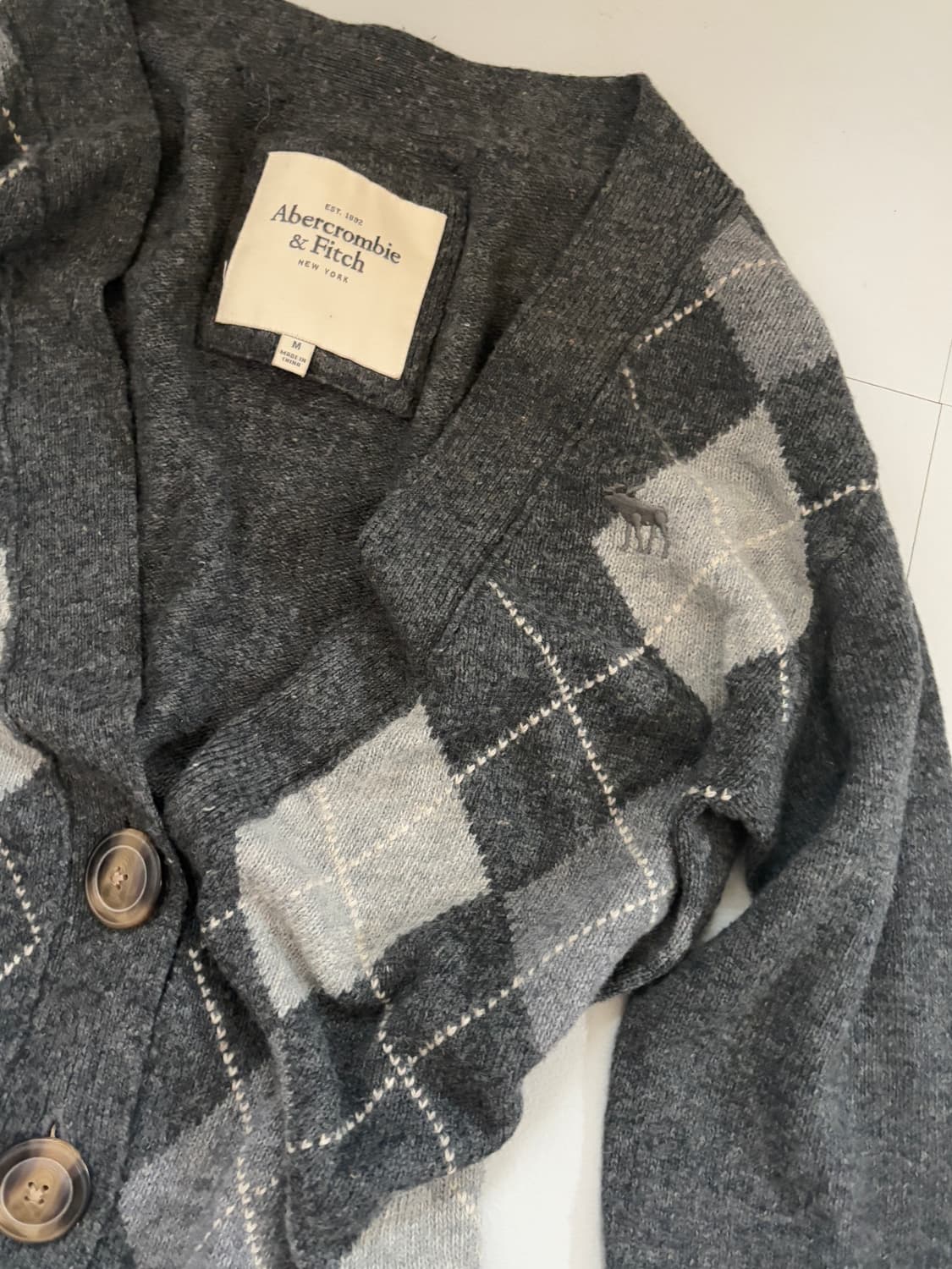 • Abercrombie Gray Argyle Pattern Cardig 상품이미지6
