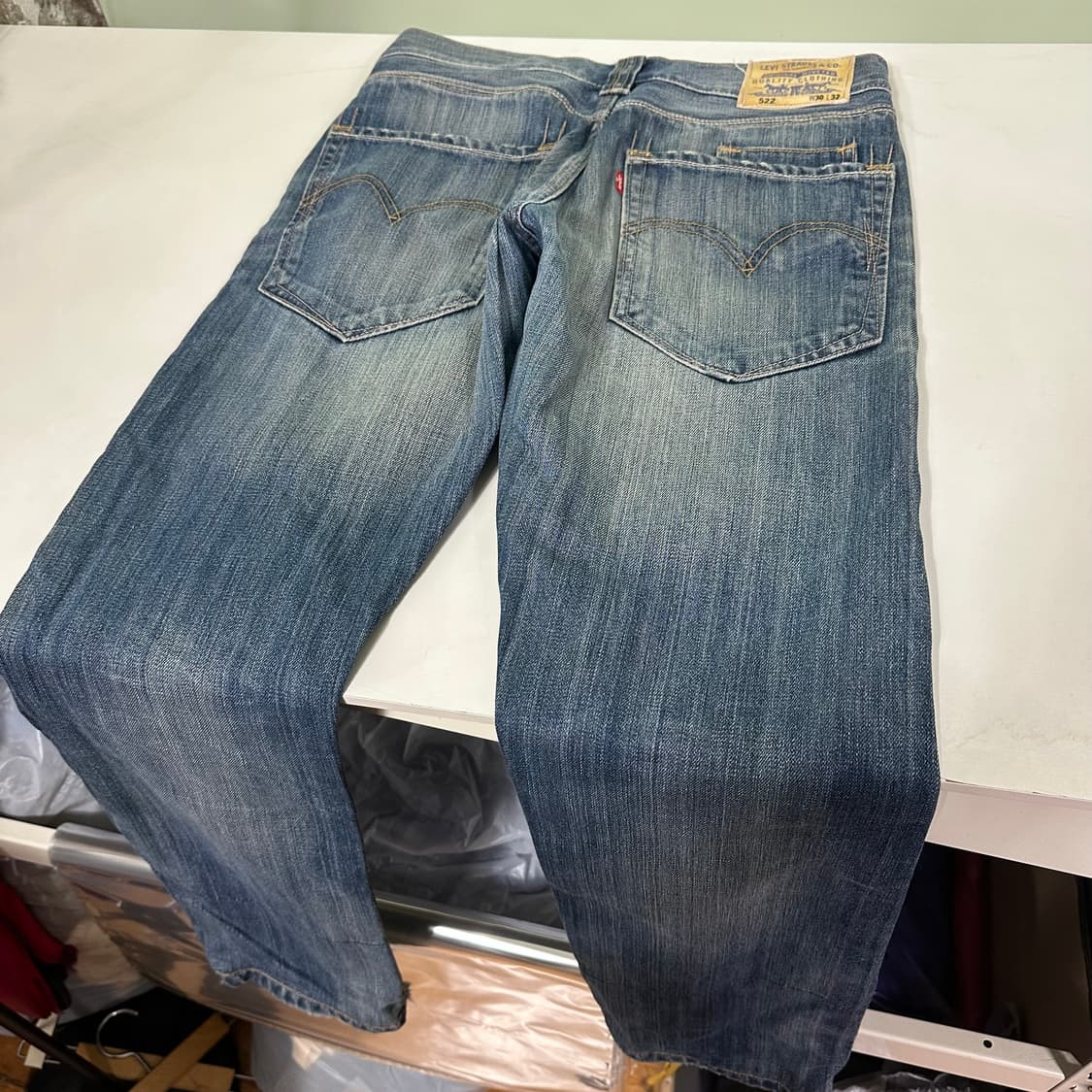 30 M 리바이스522 중청워시드 카보라배색 버튼플라이 데님팬츠 상품이미지6