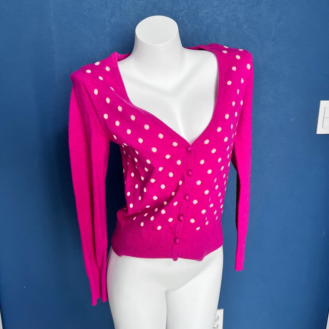Hennin sports 핫핑크 도트 가디건 상품이미지1