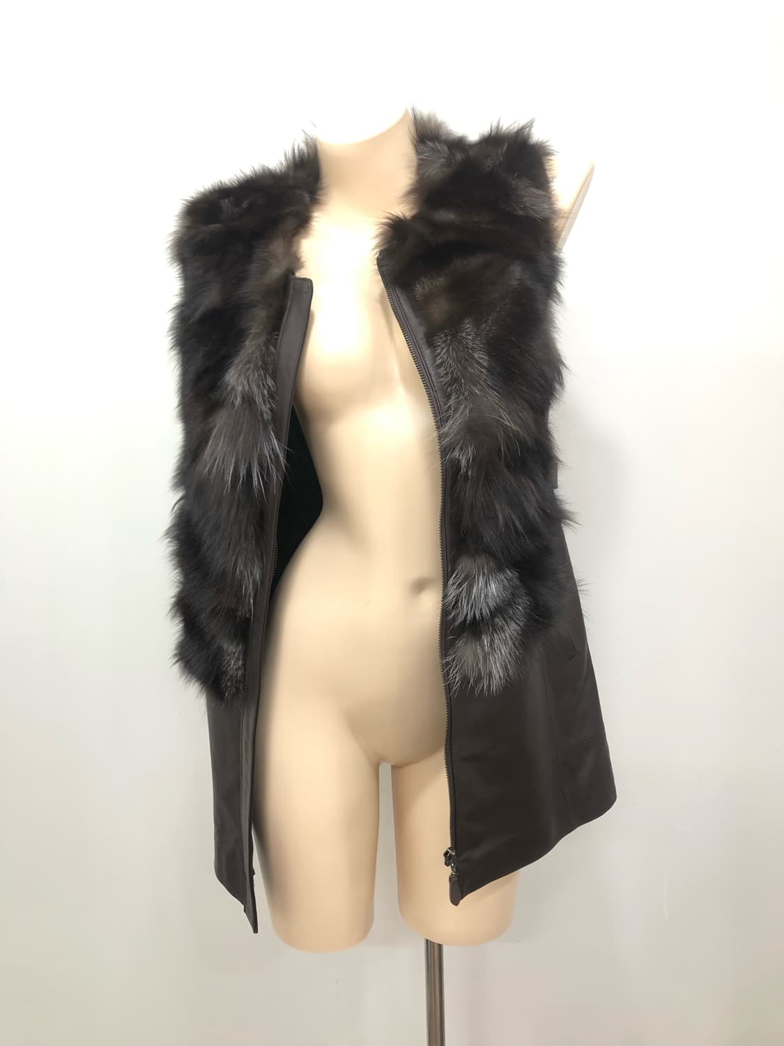 fox fur&lamb skin belted vest 상품이미지2