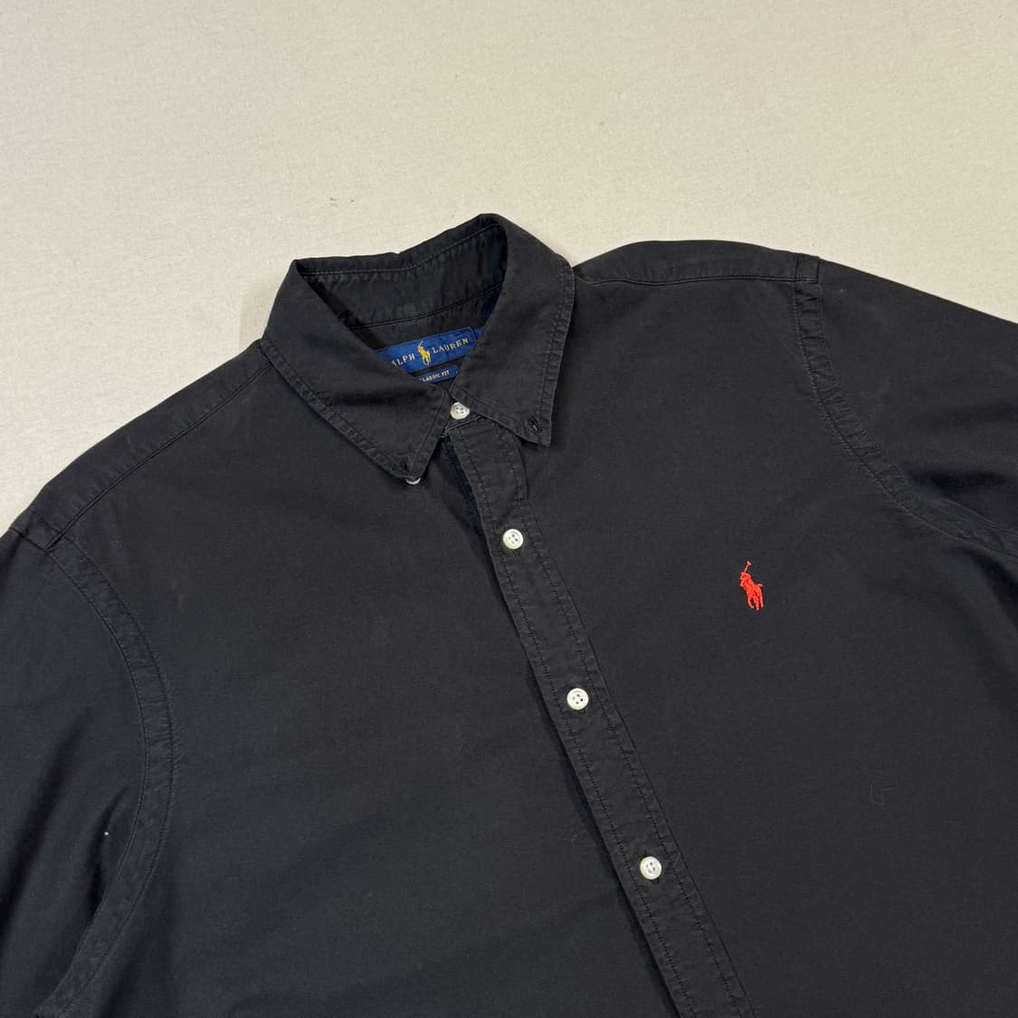 L) 폴로 랄프로렌 클래식핏 옥스포드 셔츠 가먼트다이 블랙 상품이미지5