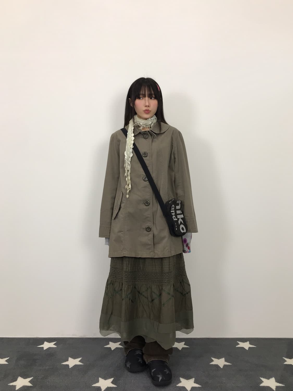 Jpn Khaki Cotton Peter Pan Collar Jacket 상품이미지1