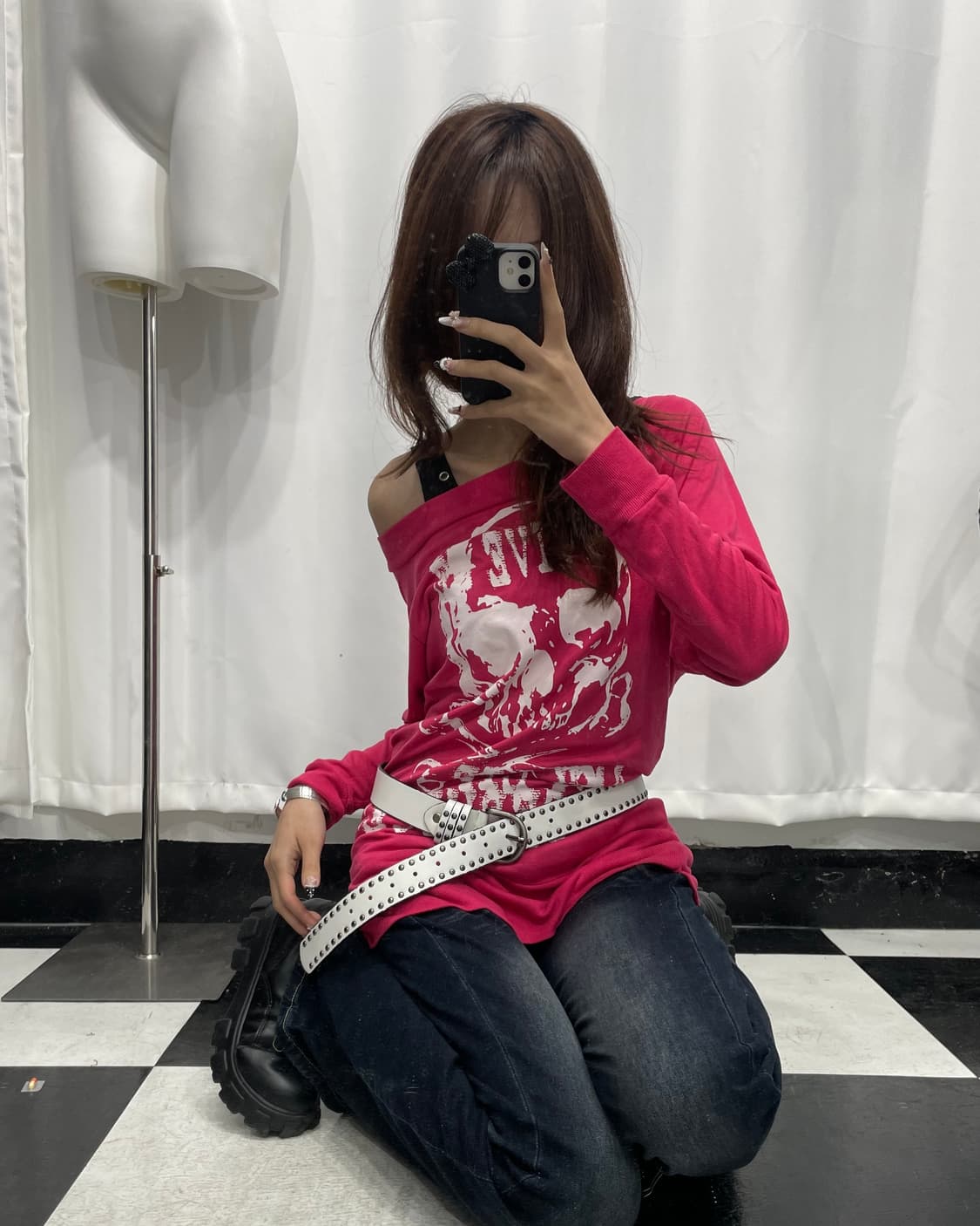 🎸핑크 오프숄더 롱슬리브🎸 상품이미지4