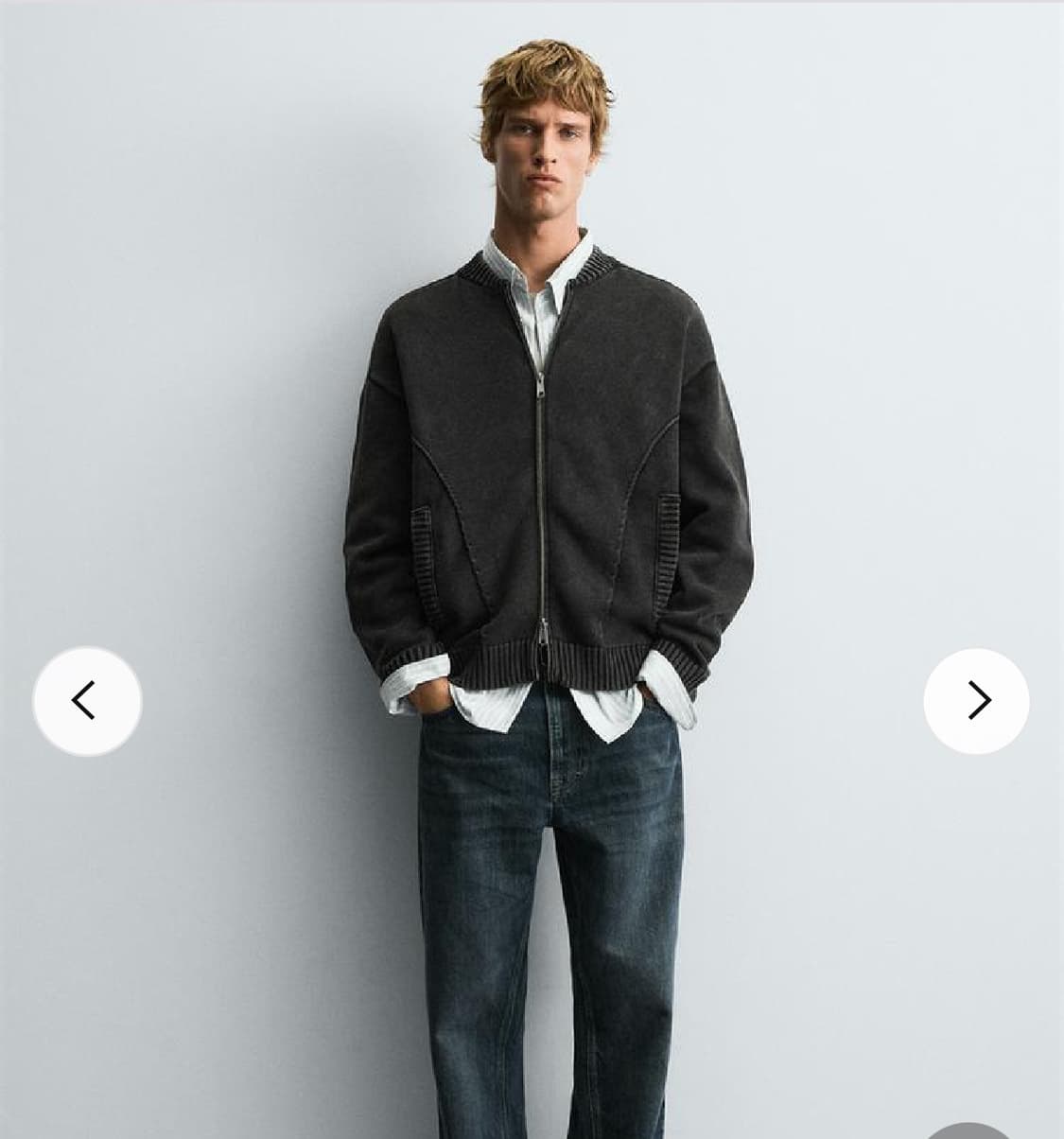 자라 워싱 니트 봄버 재킷 보머 재킷 상품이미지2