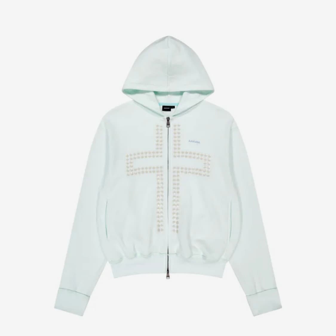 Cross Rhinestone Zip-Up Hoodie (Ice Blue 상품이미지1