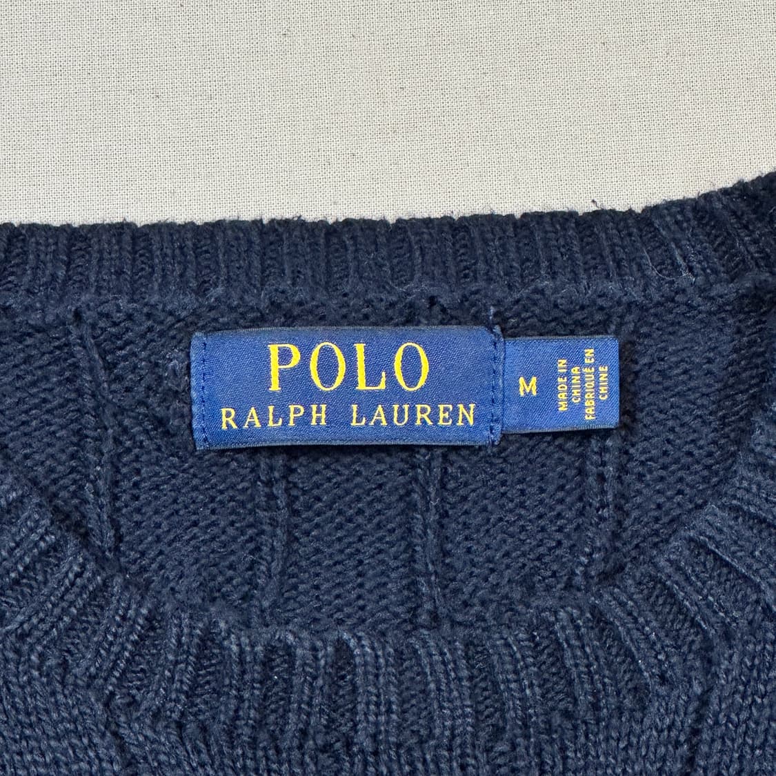M) 폴로 랄프로렌 코튼 케이블 꽈배기 라운드넥 니트 네이비 상품이미지6