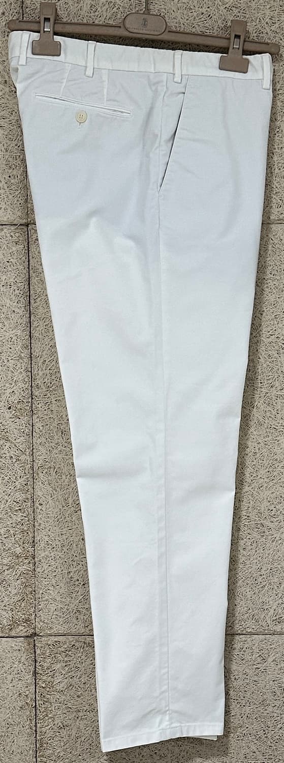 로로피아나 치노 화이트 코튼 엘라스틴 슬림핏 팬츠 상품이미지2