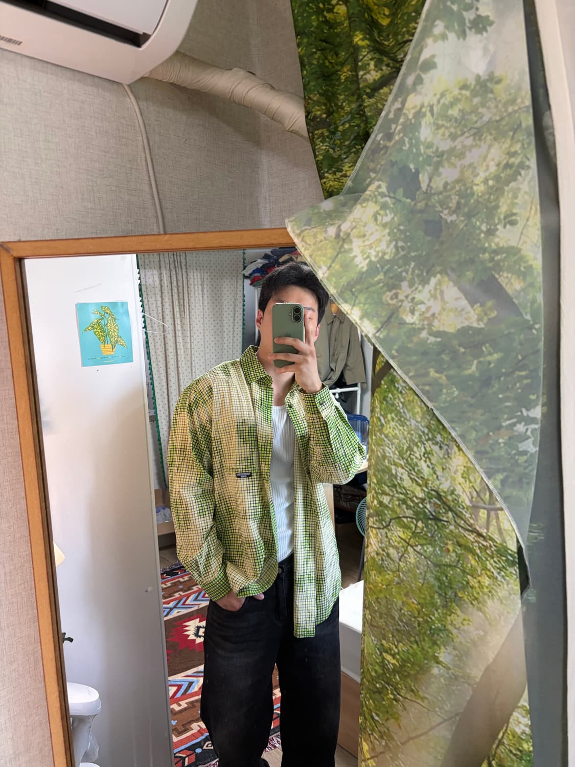 새상품) 디스이즈네버댓 블리치 체크 셔츠 그린ㅑ 상품이미지2