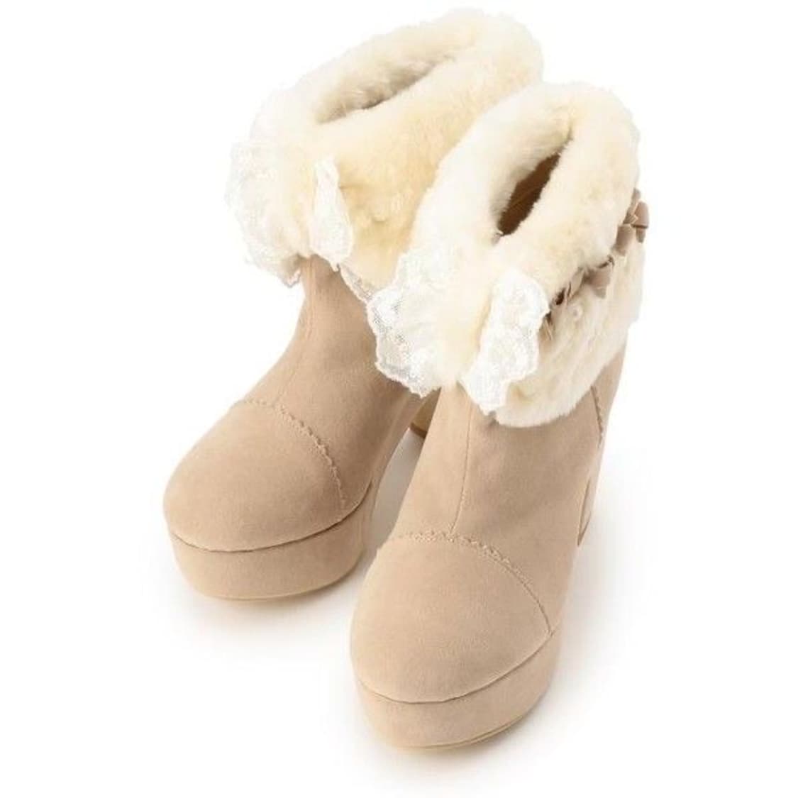 리즈리사 퍼 부츠 힐 라떼갸루 히메갸루 어그 아가일 큐롯 롱부츠 상품이미지2