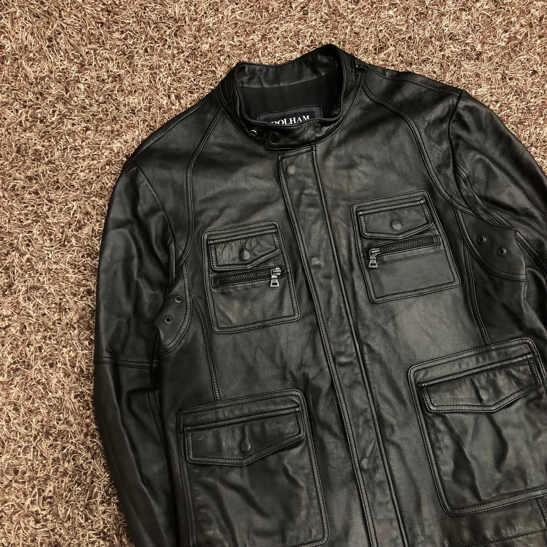 폴햄 양가죽 레더 쿼드포켓 가죽 바이커 자켓 상품이미지2