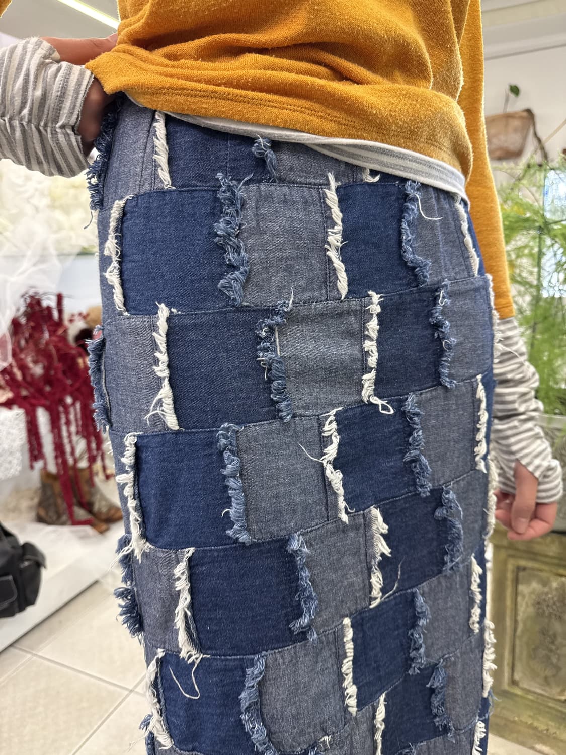 patchwork denim maxi skirt 상품이미지4