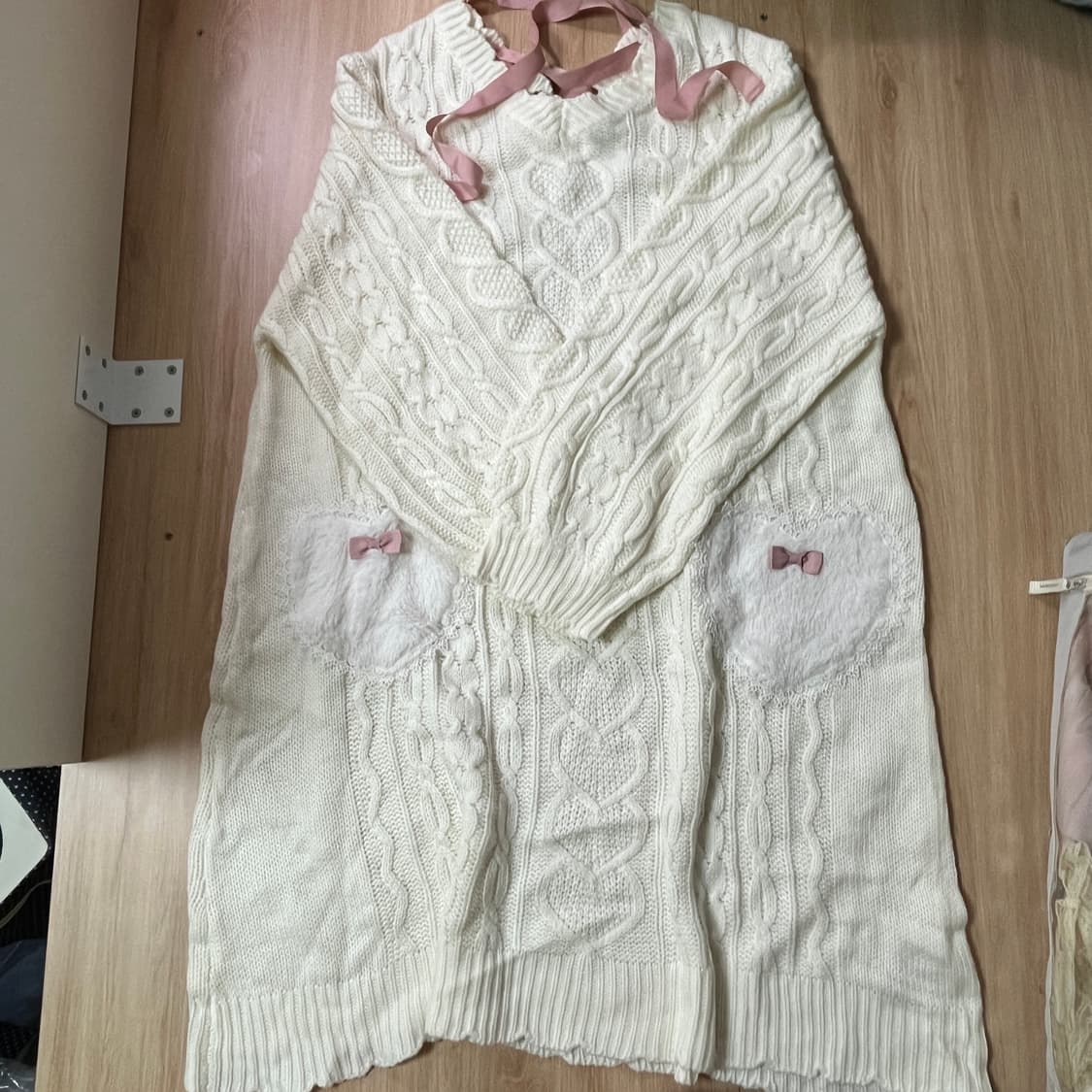 빈티지 양산형 히메갸루 리본 니트 롱 원피스 상품이미지1