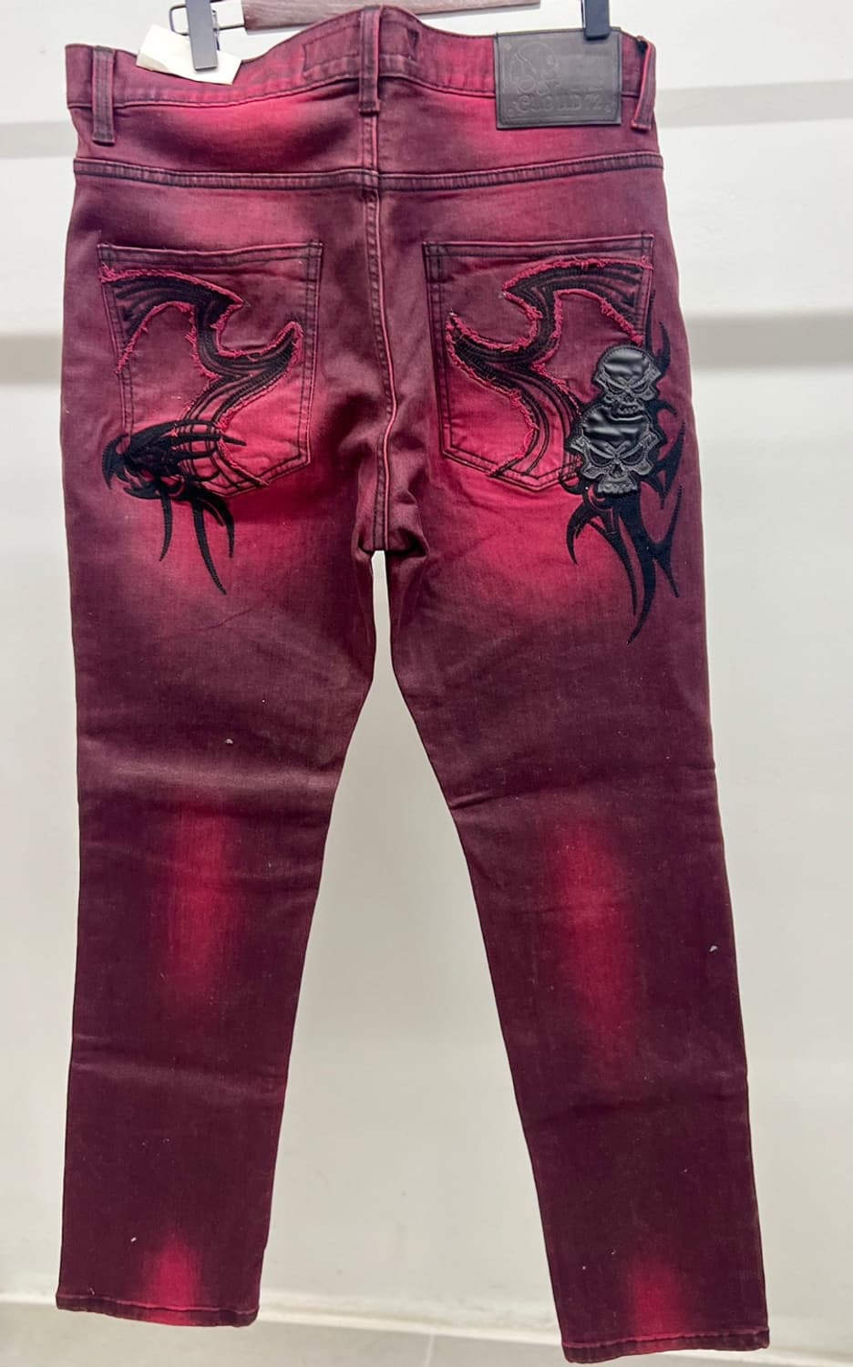 자주와인 스컬자수 데님진 상품이미지4