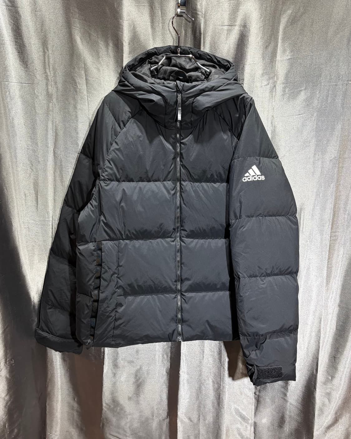 L 아디다스 삼선로고 블랙 후디 패딩 상품이미지2