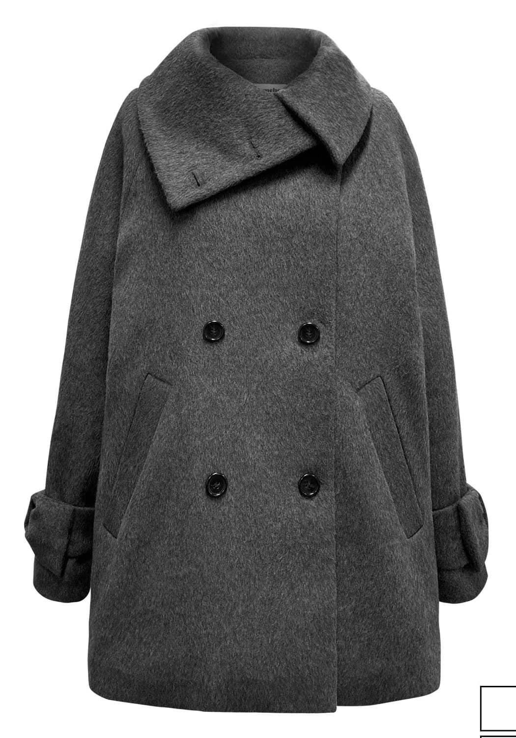 체메씨 3차 포그울하프코트 그레이 판매해요 상품이미지1