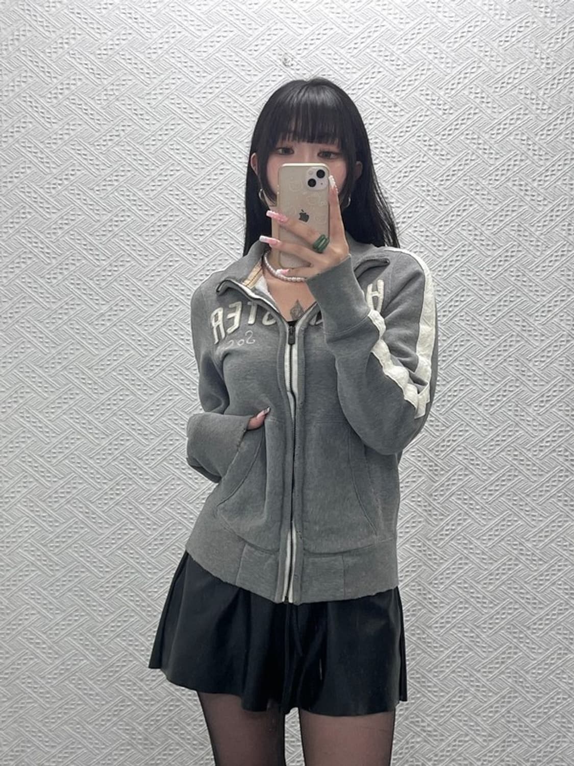 홀리스터 Y2K 레트로 빈티지 디스트로이드 데미지 집업 XS C12544 상품이미지1