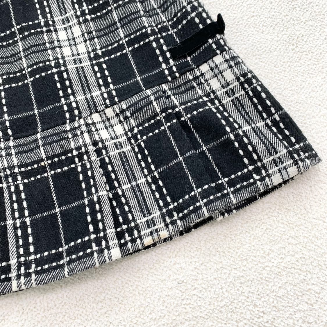 블랙 체크 ♥ 공겜여주깔 모직 미니 스커트 상품이미지3