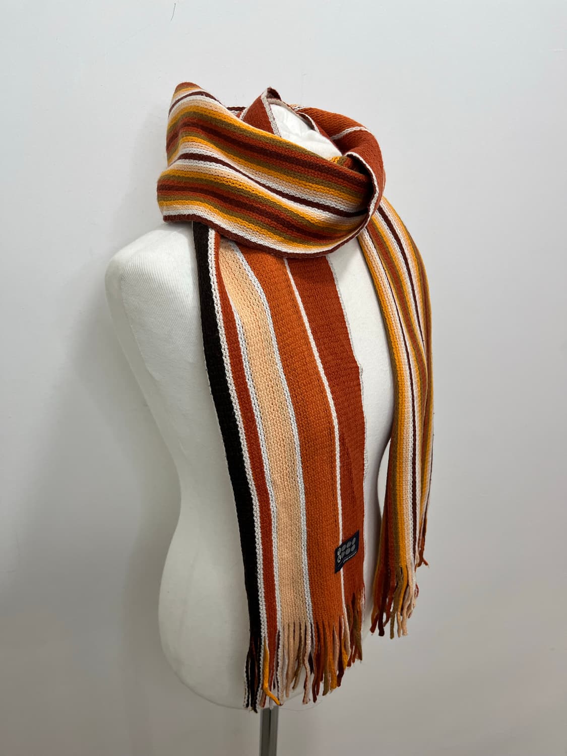 일본 빈티지 모리걸 오렌지 무지개떡 테슬 머플러 상품이미지7