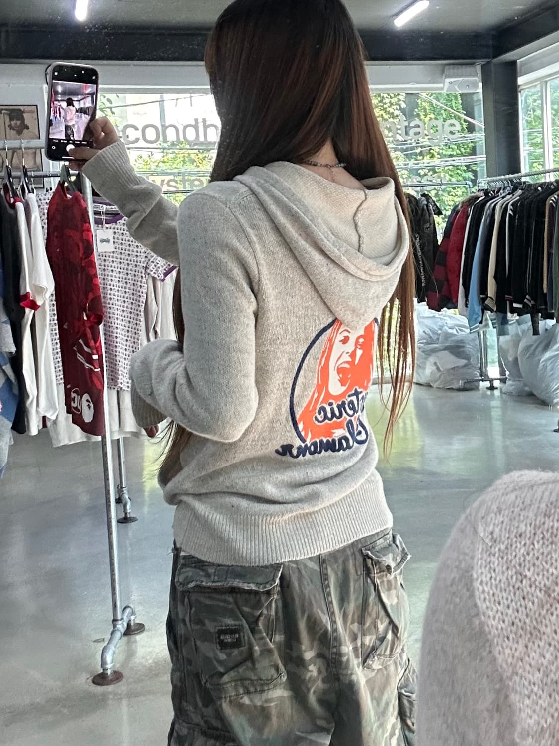히스테릭글래머 오트밀 루즈 후드집업 상품이미지1