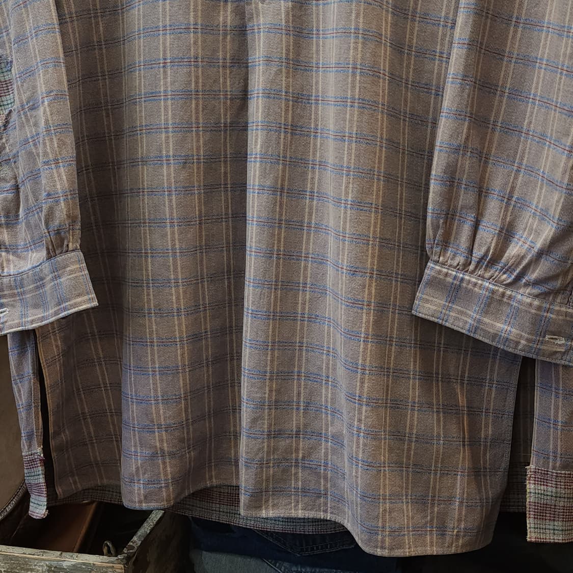 60s 프랑스 워크셔츠 가드너 빈티지 셔츠 라이트 퍼플 롱 튜닉 셔츠 L 상품이미지8