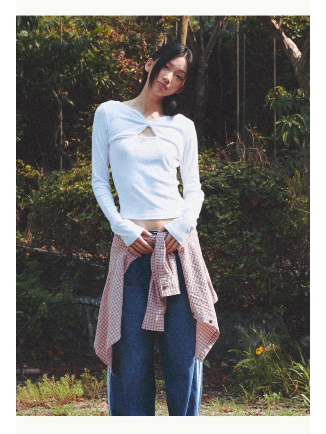 론론 리본 슬릿 롱슬리브 화이트 상품이미지1