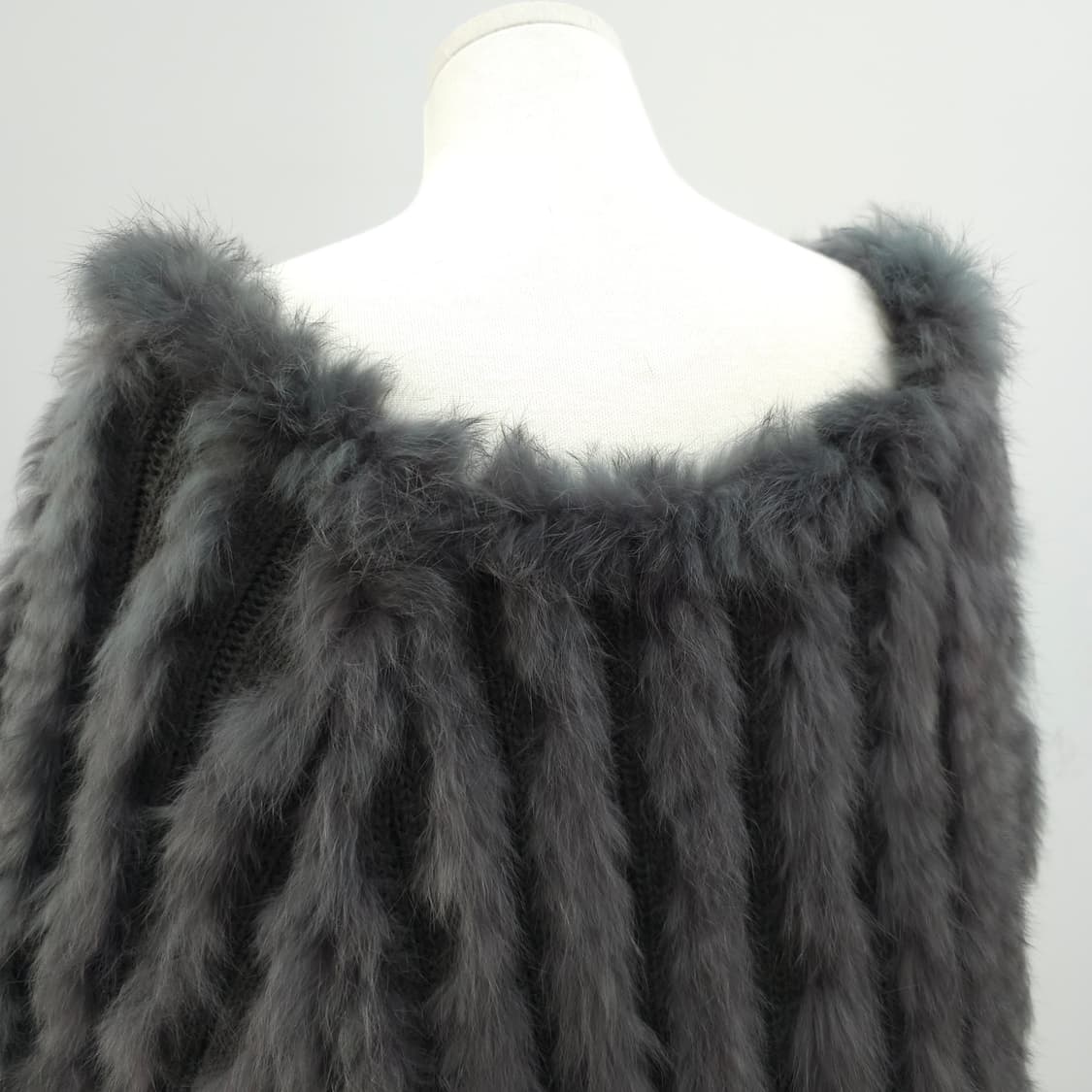 프랑스산 리얼 래빗퍼 100% 니트 케이프 판초 상품이미지9