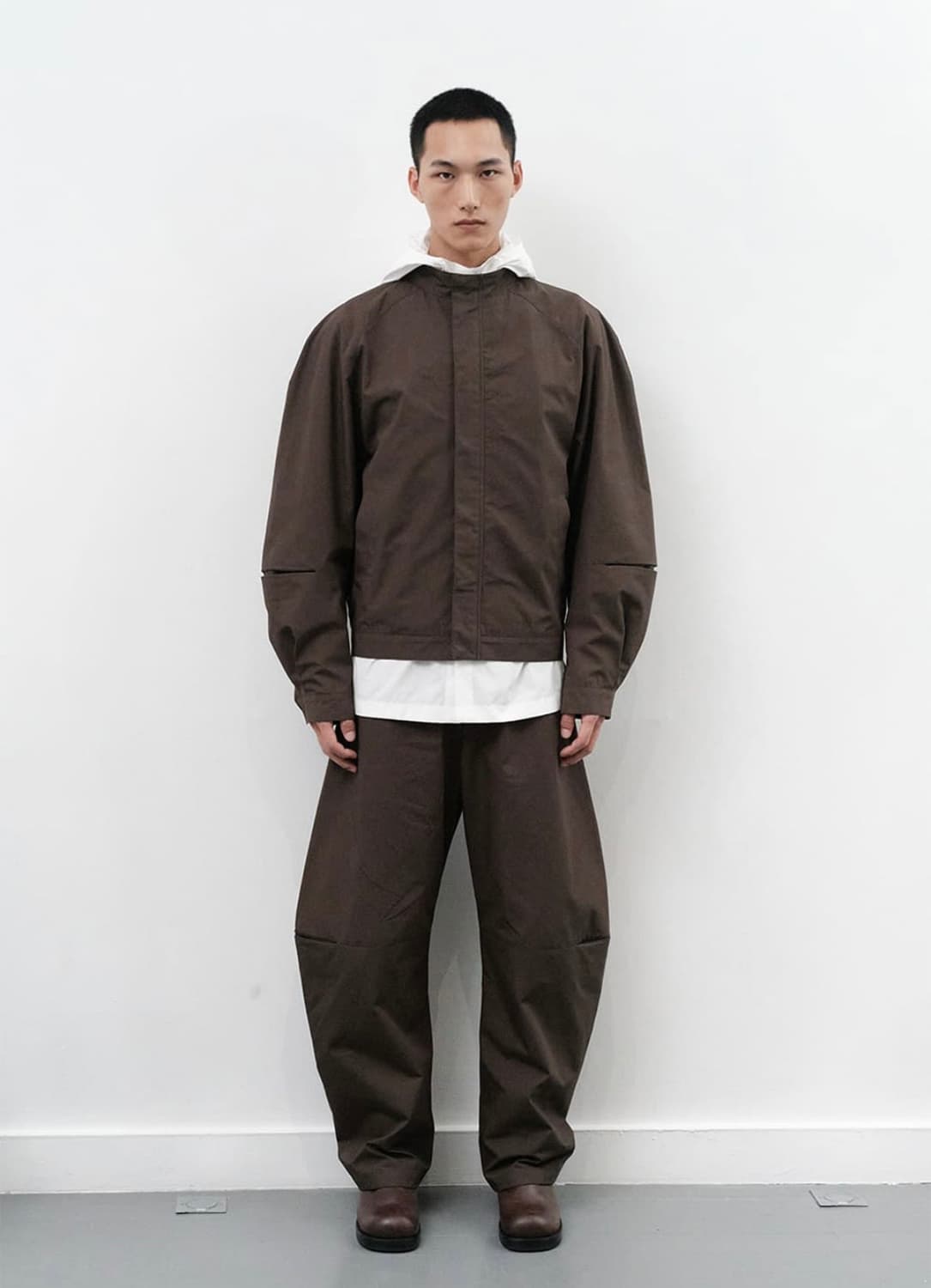 Amomento Raglan CottonZip Jumper Brown M 상품이미지2