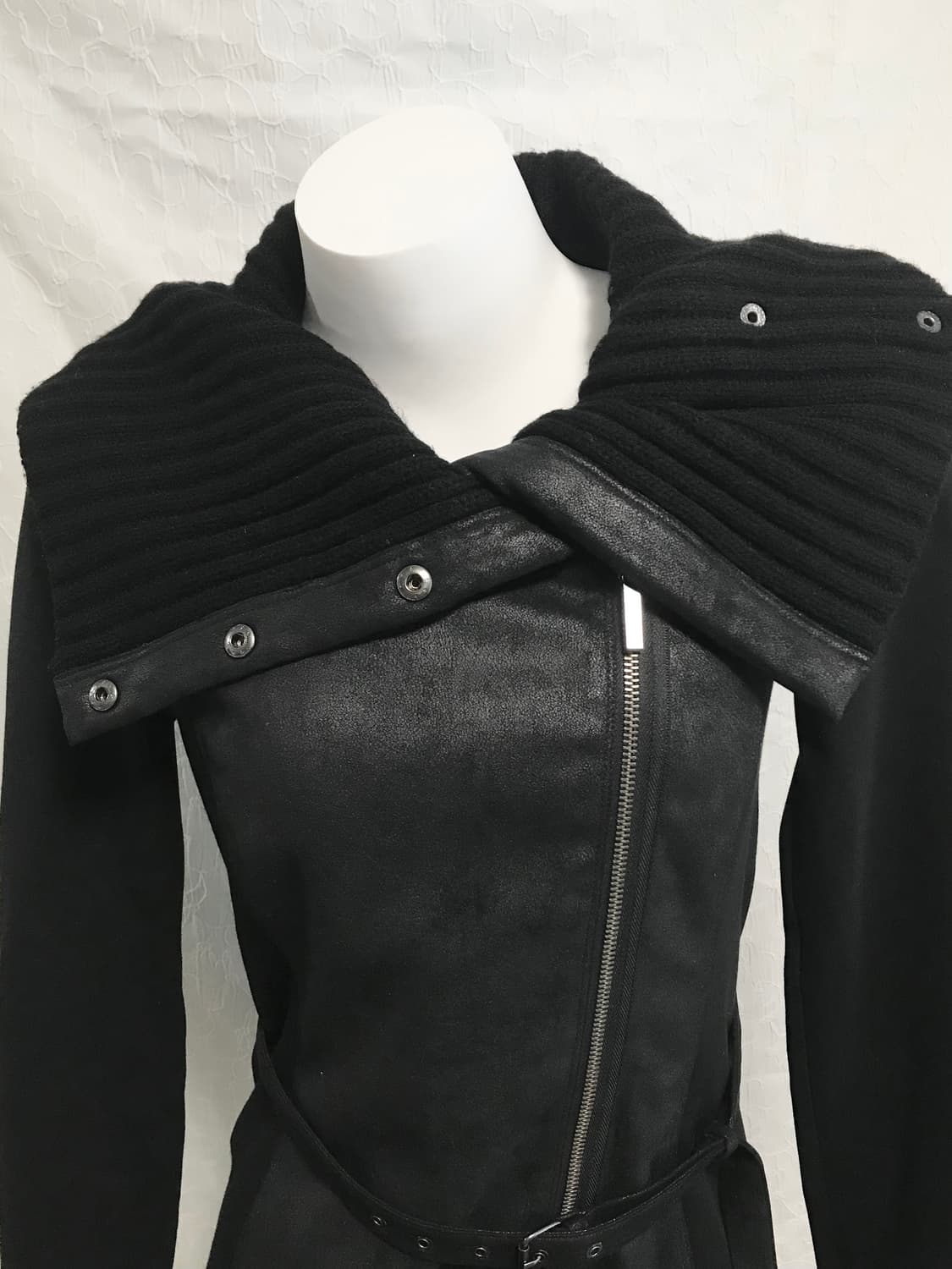 택포•빈티지 아르마니 익스체인지 벨티드 니트 하이넥 사선 집업 상품이미지6