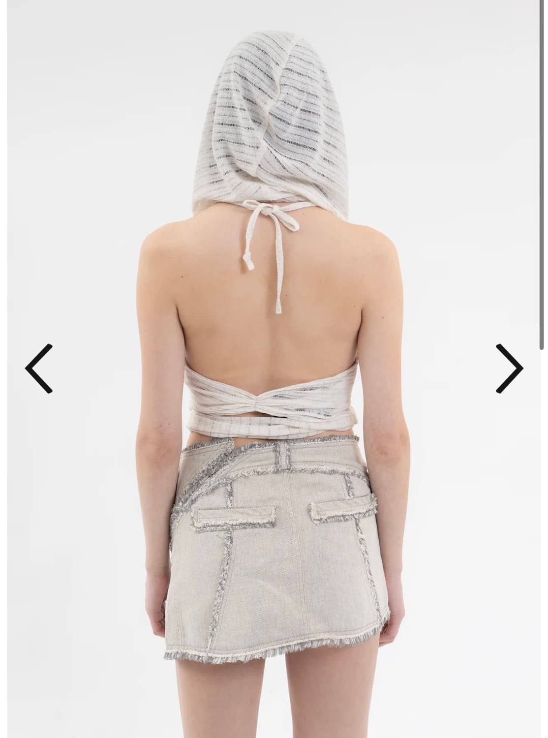 IVORY HOODED HALTER TOP 상품이미지3