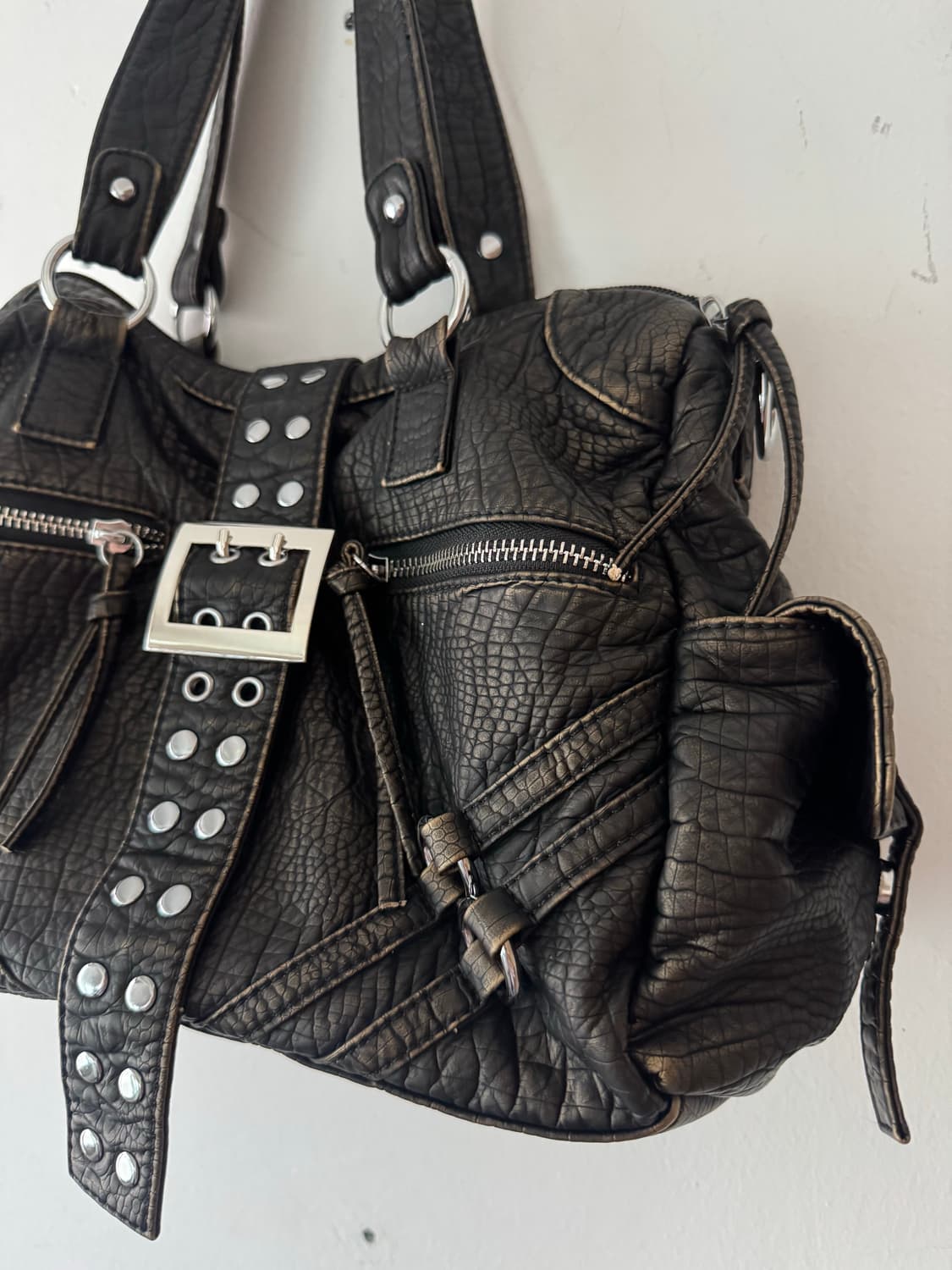 빈티지워싱 빅벨트 지퍼 숄더백 상품이미지3