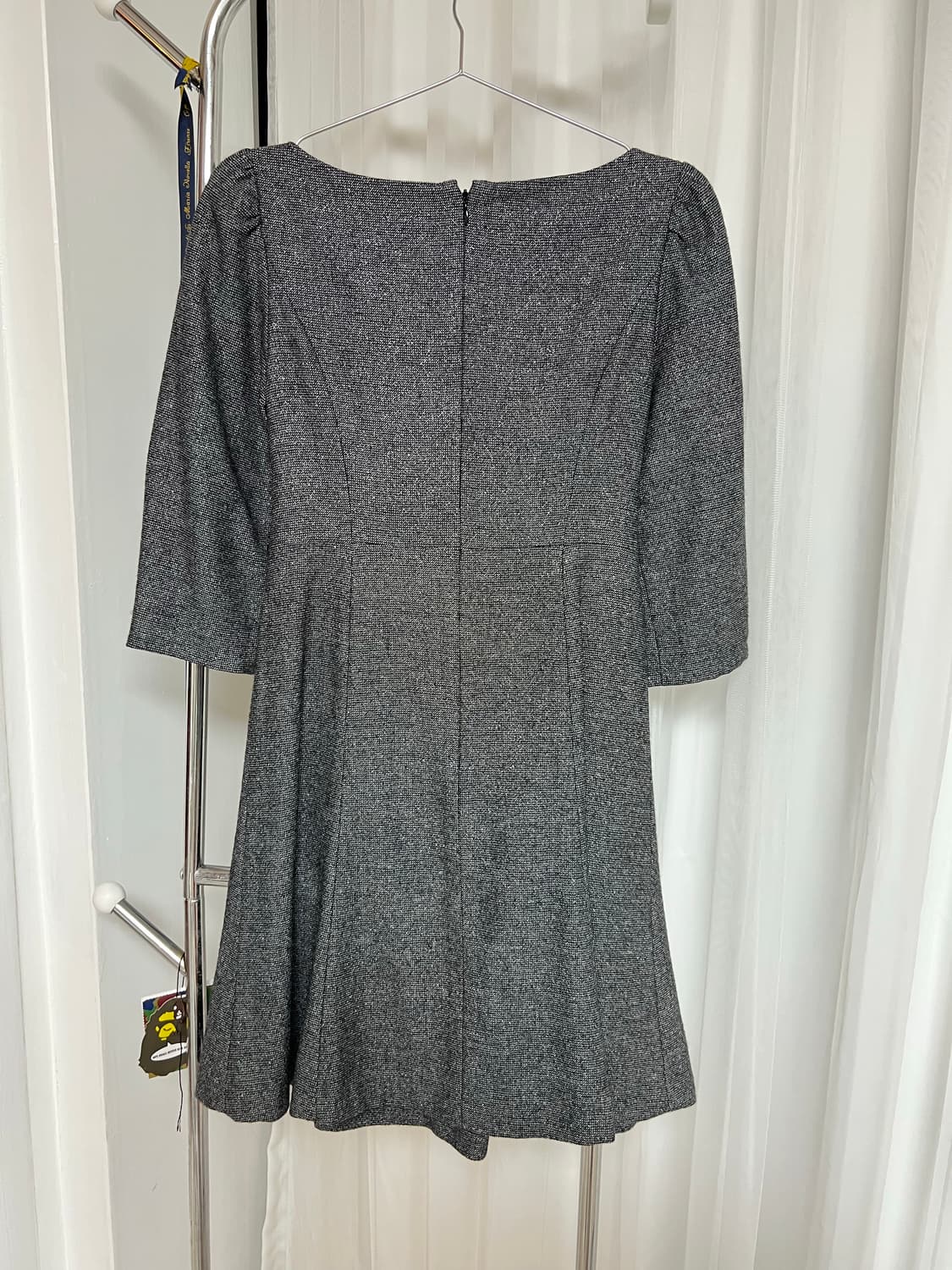 회색 트위드 플라워버튼 리본 원피스 상품이미지9