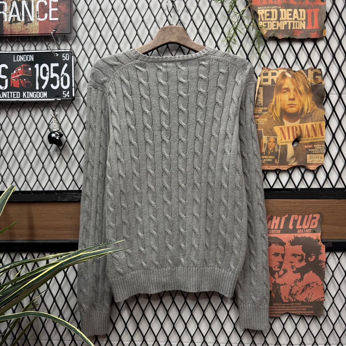 폴로 랄프로렌 케이블 니트 네이비 포니 로고 포인트 그레이 상품이미지2