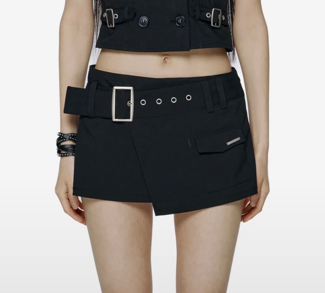 락케이크 Wide Belt Wrap Skirt Black s 상품이미지1
