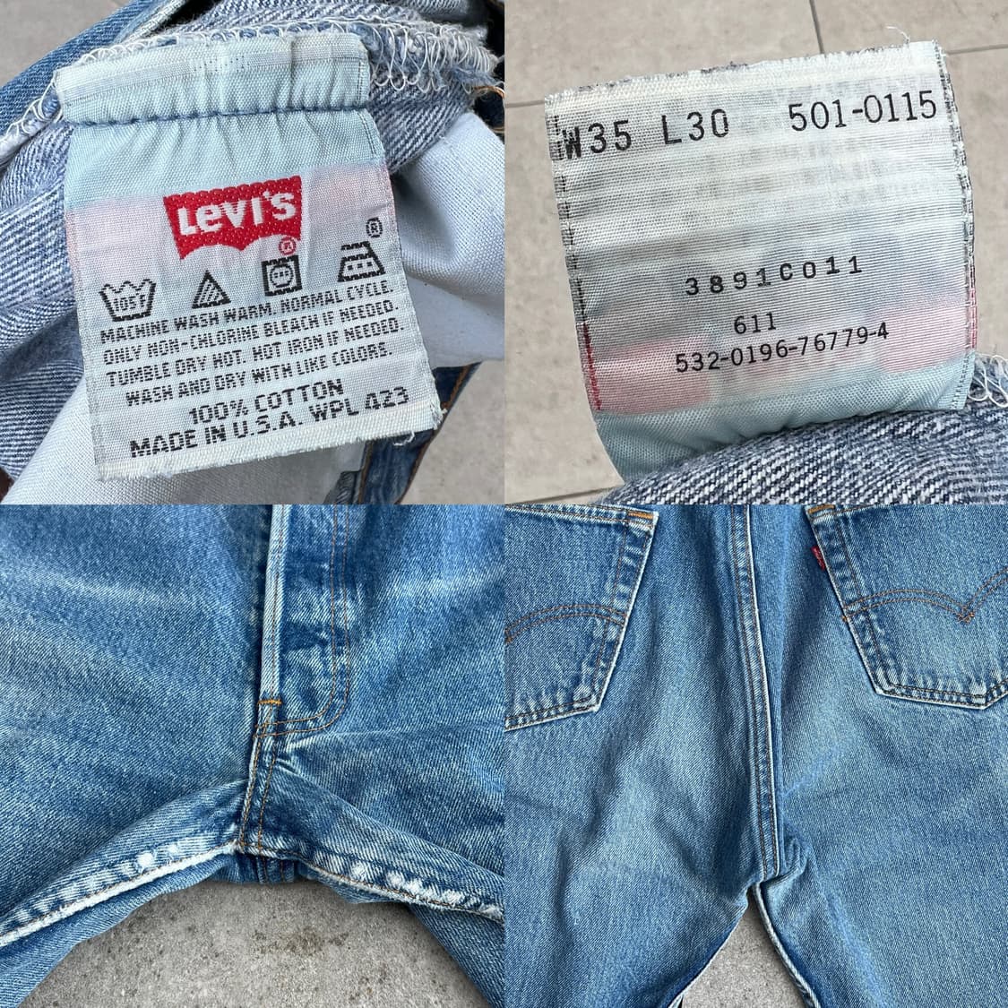90s USA Vintage Levis 501 W35 L30 상품이미지3