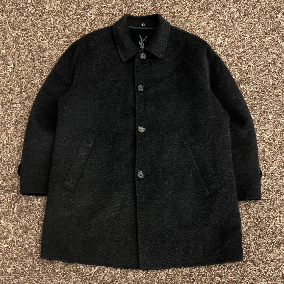 입생로랑 아카이브 울 해링본 미니멀 코트 상품이미지1