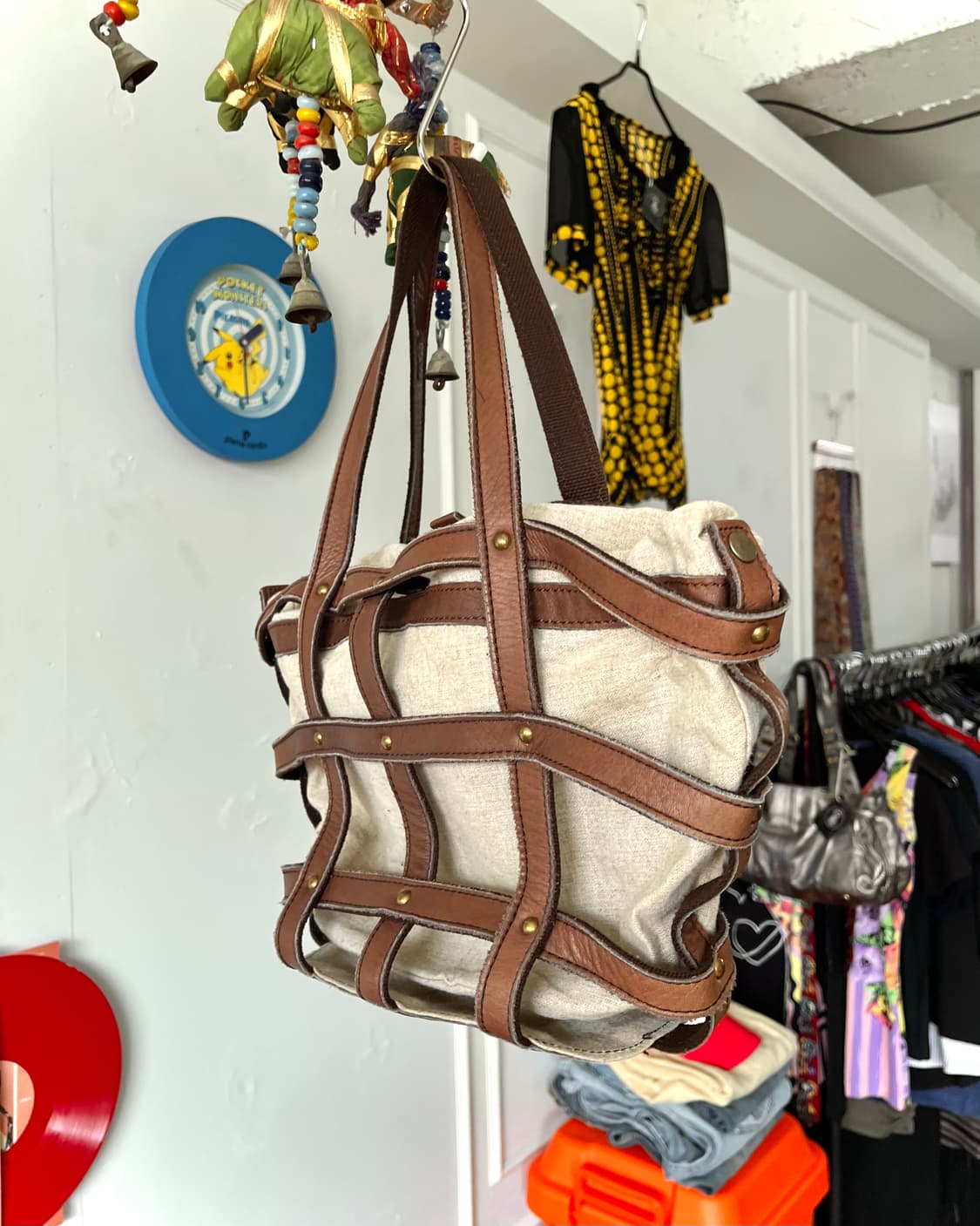 Vintage Leather Harness Stud Tote Bag 상품이미지5
