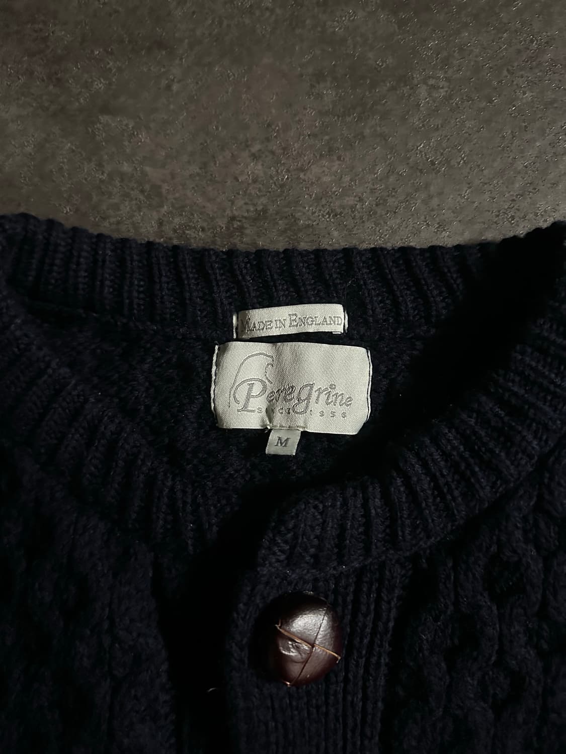 90s Peregrine 영국제 울 케이블 가디건 M 상품이미지2