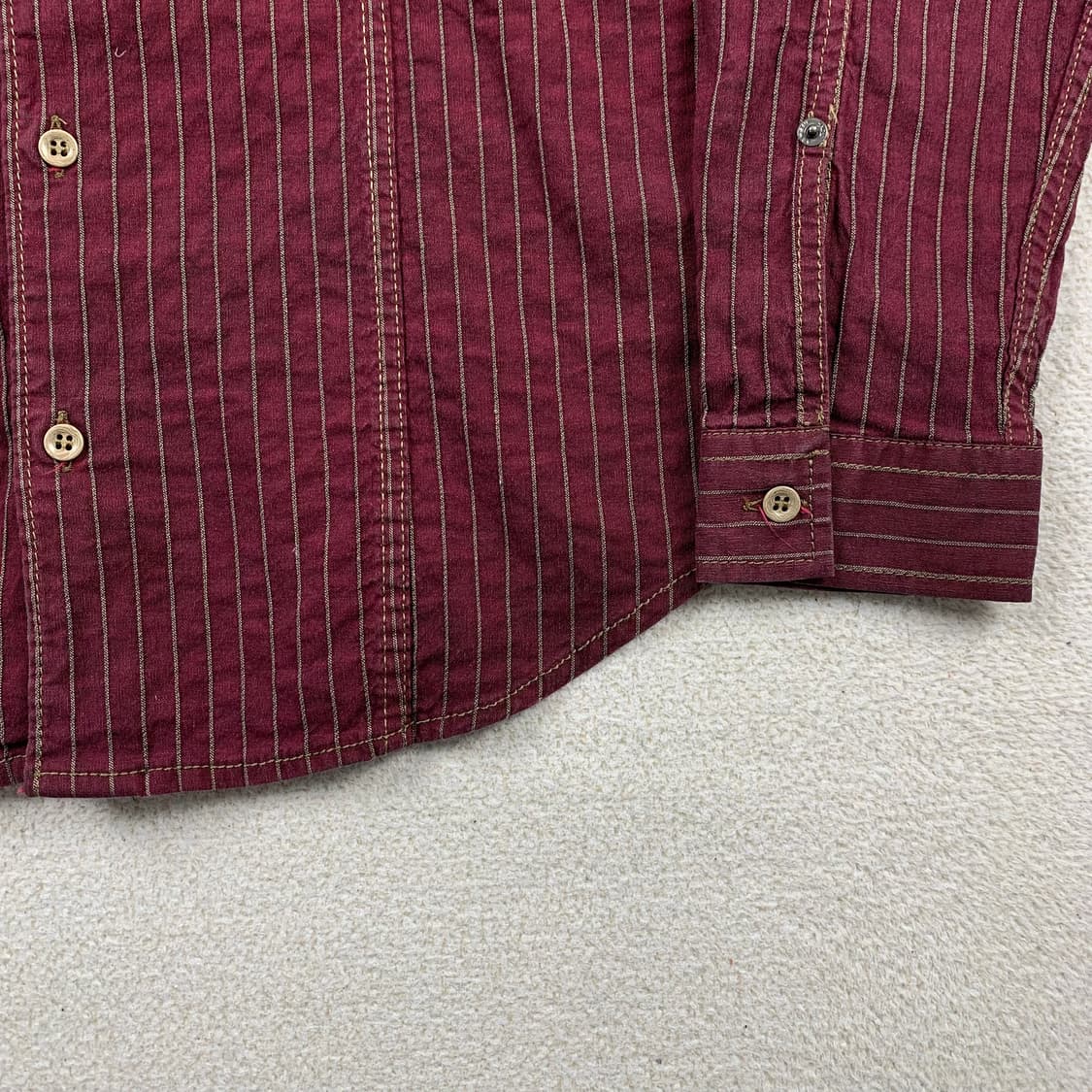 아르마니 진스 트윌 코튼 사선 포켓 버건디 스트라이프 셔츠 상품이미지6