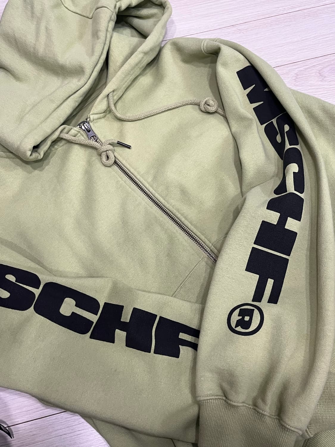 미스치프 20ss 후드집업 라이트그린 상품이미지3