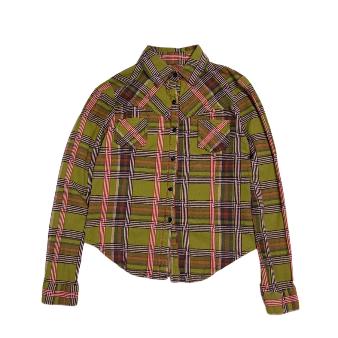 빈티지 그린 체크 남방 셔츠 상품이미지2