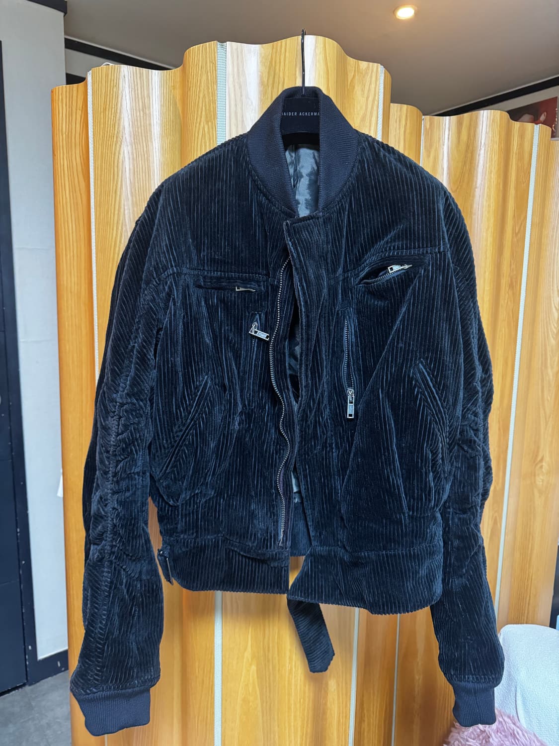 하이더 아커만 15FW 블랙 벨벳 코듀로이 바이커 봄버 상품이미지2
