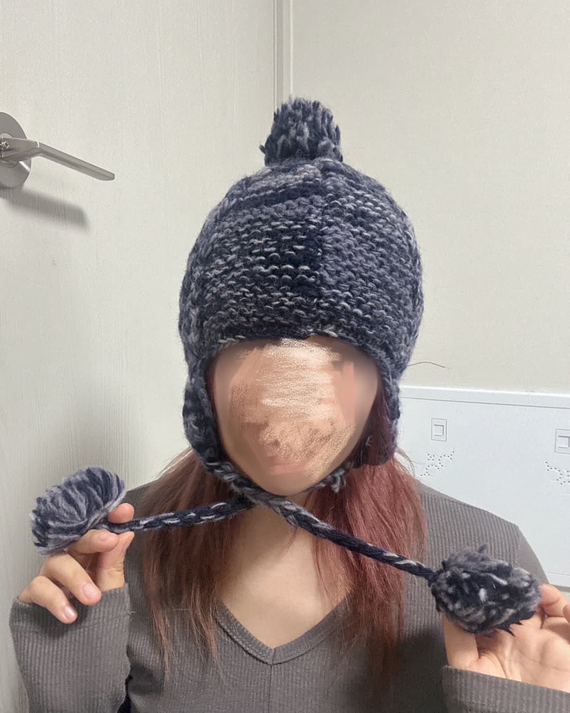 네팔 네이비 보카시 이어플랩 비니 상품이미지6