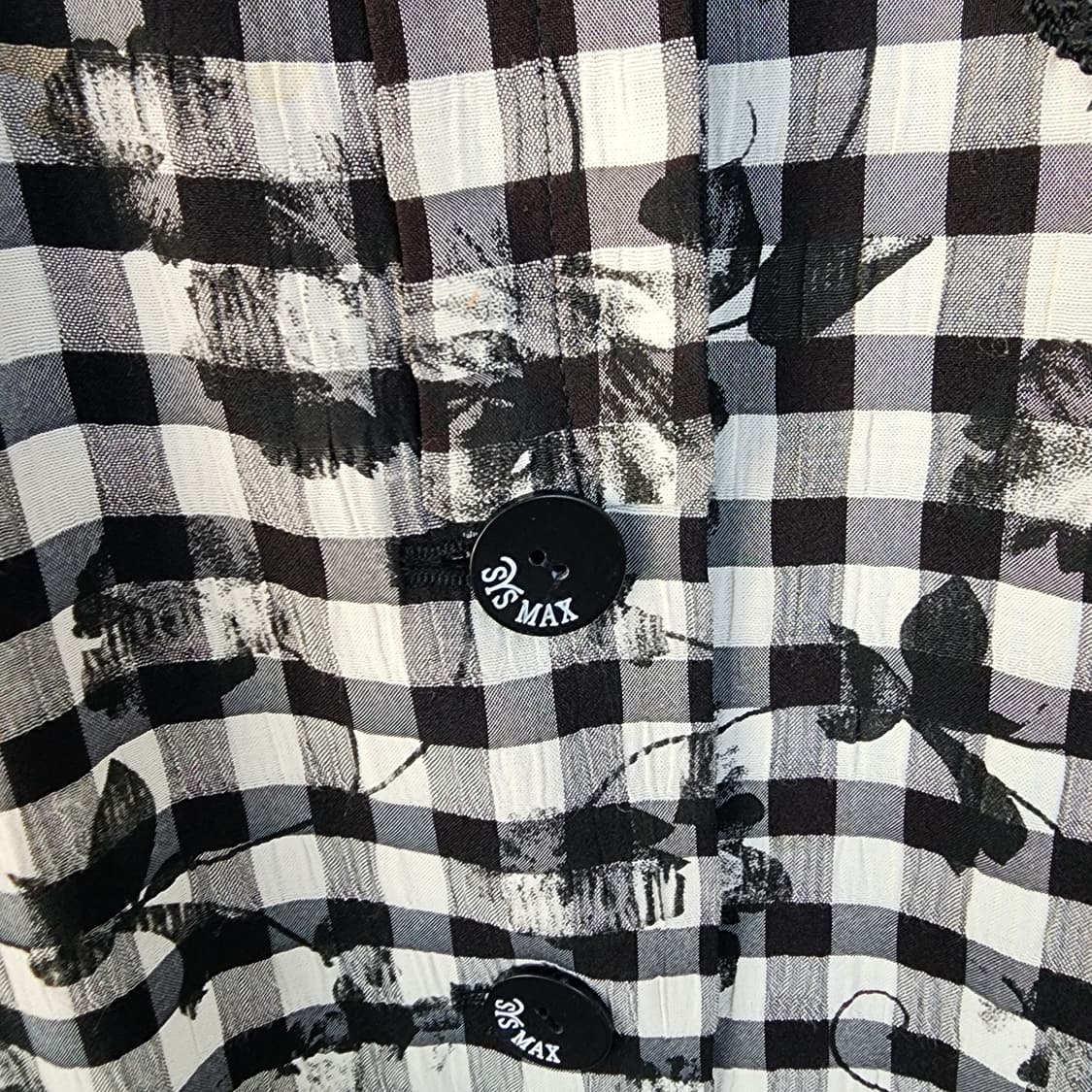 식스막스 체크무늬 블랙 플라워 롱 코트 상품이미지4