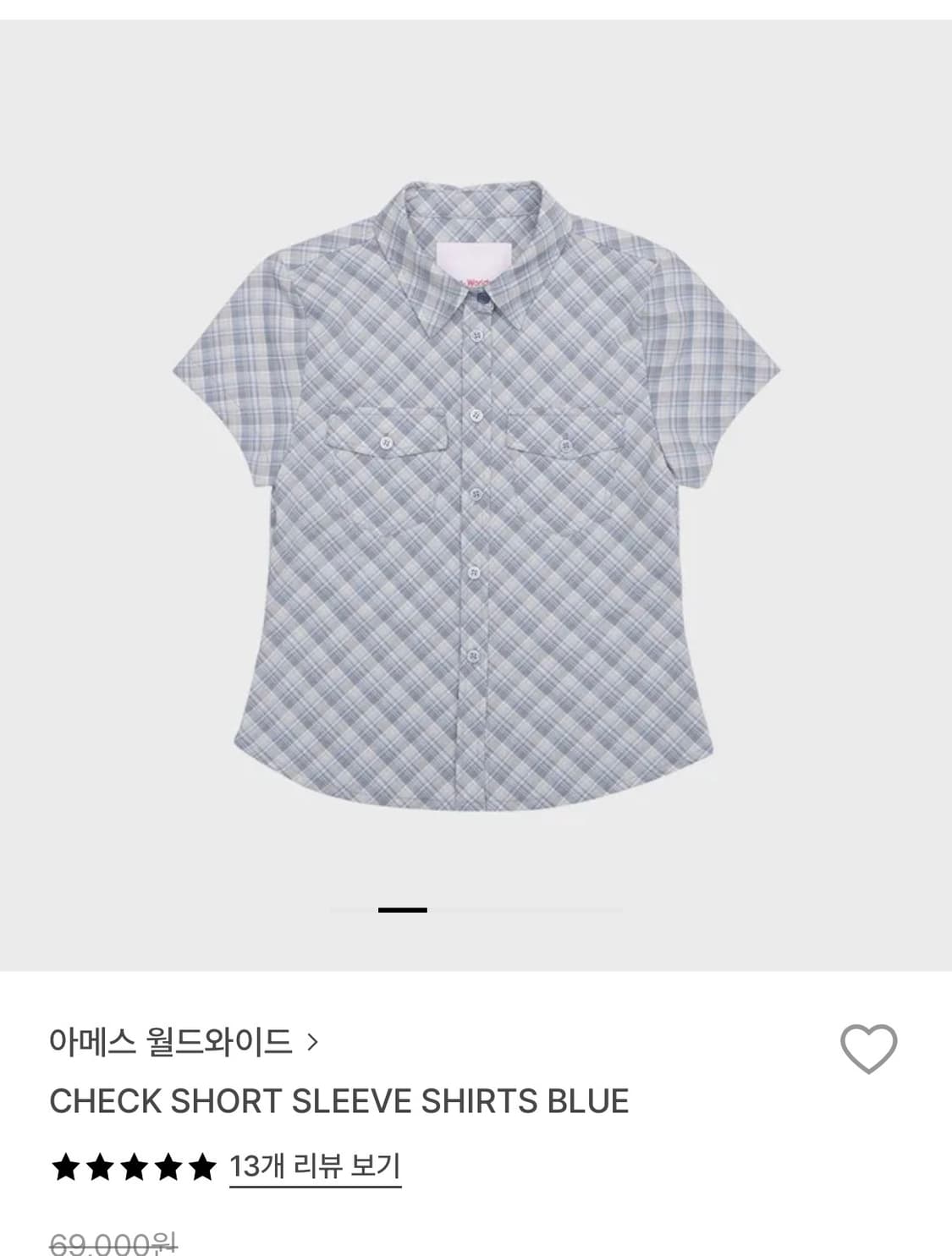 아메스 반팔체크셔츠 블루 상품이미지2